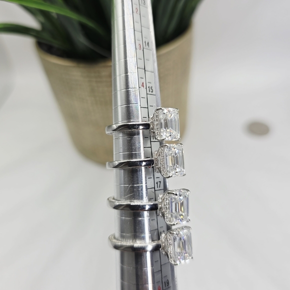 3CTW Moissanite Emerald Cut Engagement Ring . Solid S925 Silver - Picture 3 of 9